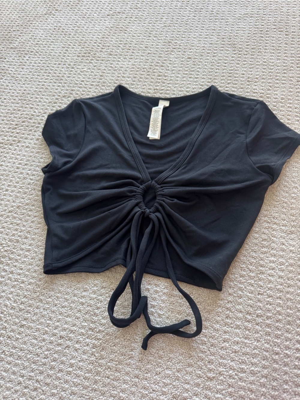 ALO Yoga Black Ruched Front Crop Top